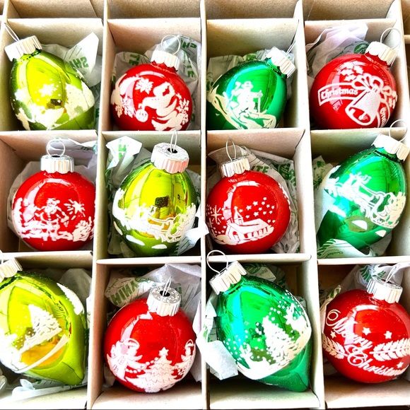 12 Radko Xmas Holiday Splendor Signature Flocked Tulips & Ball Ornaments - Picture 2 of 16